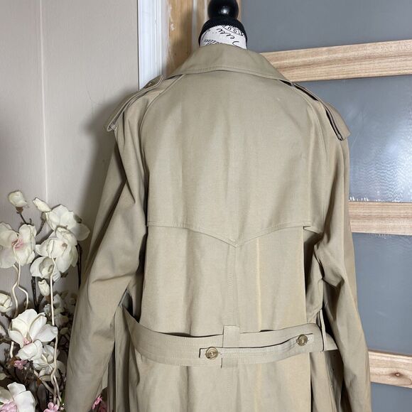 Wear in Good Health Classic Khaki Trench Coat  Button-Down Collared Outerwear 42 - Picture 6 of 9